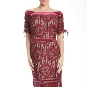Elegant Burgundy ROSINA Lace Dress